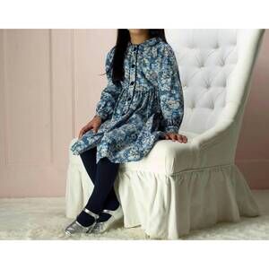 NEW RACHEL RILEY button front floral print dress in blue